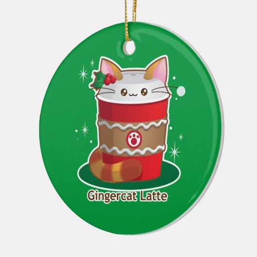 Purrista Pawfee: Cute Holiday Ginger Cat Coffee Keramisch Ornament (Links)