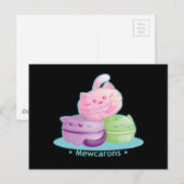 Purrista Pawfee: Cute Kitty Cat Macarons Briefkaart (Voorkant / Achterkant)