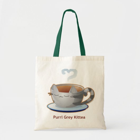 Purrista Pawfee: Grijze Kat Tea Mok Tote Bag (Voorkant)