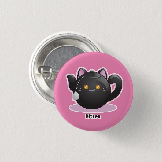 Purrista Pawfee: Kat Tea Pot Ronde Button 3,2 Cm (Voorkant /achterkant)