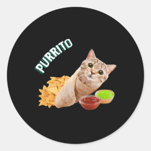 Purrito Cat in a Burrito Ronde Sticker