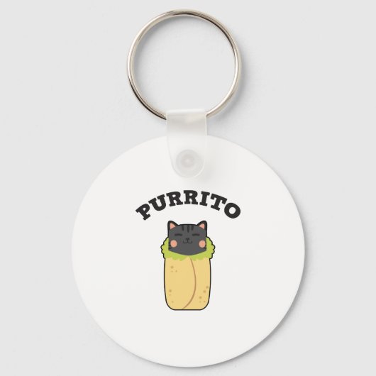 Purrito Funny Cat Pun Cat Lover Burrito Mexicaans Sleutelhanger (Voorkant)