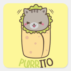 Purrito Kat Burrito Vierkante Sticker
