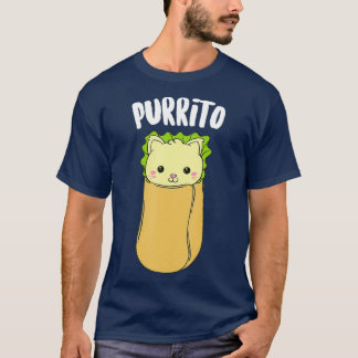 Purrito   Kawaii Cat Rolled Burrito Addicts Gag T-shirt
