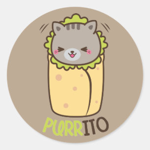 Purrito Kitty Cat Burrito Ronde Sticker