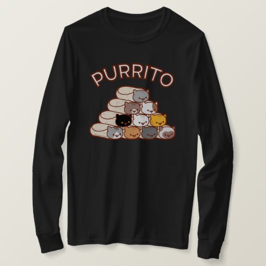 PURRITO PYRAMID Chat Burrito T-SHIRT à manches lon (Design devant)