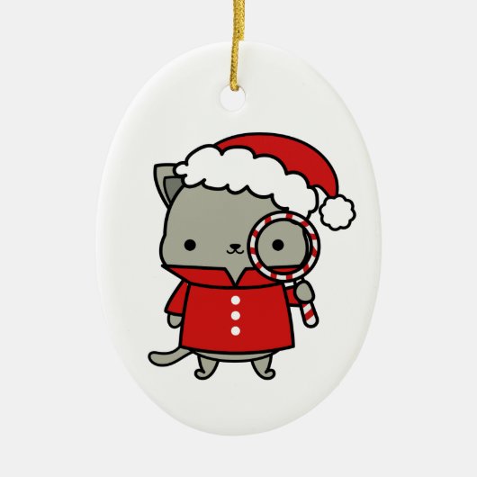 Purrlock Claus Keramisch Ornament (Voorkant)