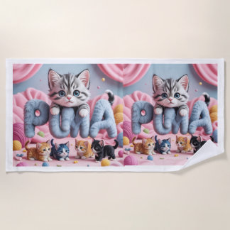 PURRMA Cute Kitten Beach Towel Strandlaken
