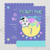 Purrmaid Party Heure Invitation (Devant / Derrière)
