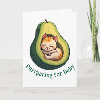 Purrparing for Baby Cute Avocado Cat Pregnancy Kaart