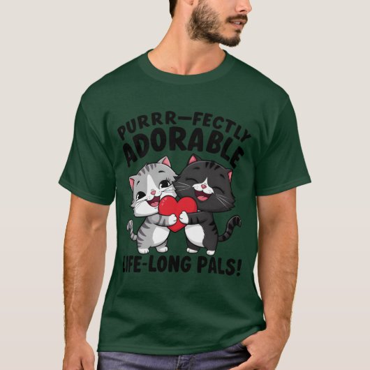Purrr Fectly schattig Life Long Pals Beste Vriend  T-shirt (Voorkant)