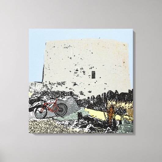 Push Bike en Martello Tower Hythe Kent Canvas Afdruk (Voorkant)