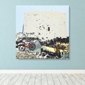 Push Bike en Martello Tower Hythe Kent Canvas Afdruk (Insitu (Houten vloer))