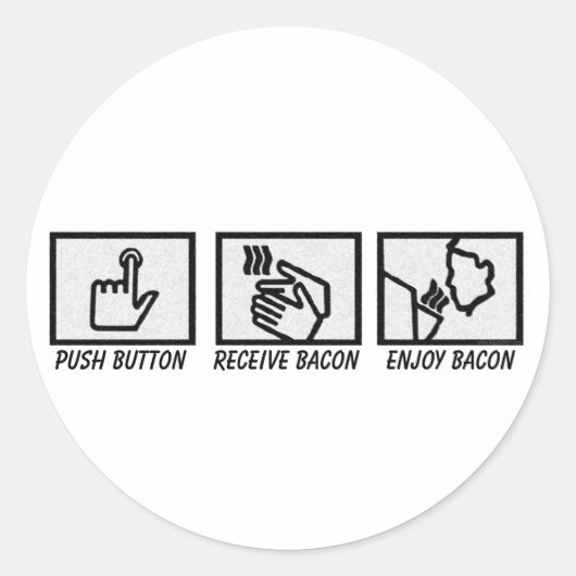Push Button Bacon Ronde Sticker (Voorkant)