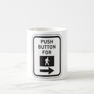 Push Button voor lopen voetganger kruising teken Koffiemok