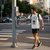 Push Button voor lopen voetganger kruising teken T-shirt