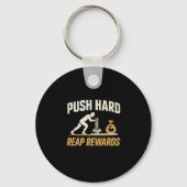 Push Hard Reap Rewards Gym Workout Bodybuilding Ar Sleutelhanger (Voorkant)
