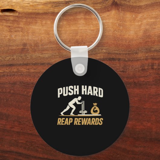 Push Hard Reap Rewards Gym Workout Bodybuilding Ar Sleutelhanger (Voorkant)