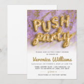 Push Party tendance Baby shower moderne Invitation (Devant / Derrière)