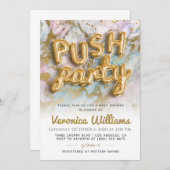Push Party tendance Baby shower moderne Invitation (Devant / Derrière)