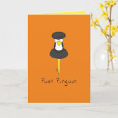 Push Pinguin Funny Penguin Carte de voeux (Fleur jaune)