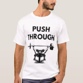 PUSH THROUGH Mens Basic T Shirt Minimal Gym Motiva (Voorkant)