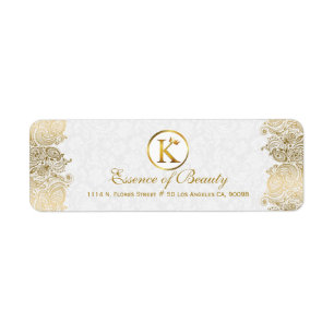 Push White en Gold Paisley Lijst Etiket