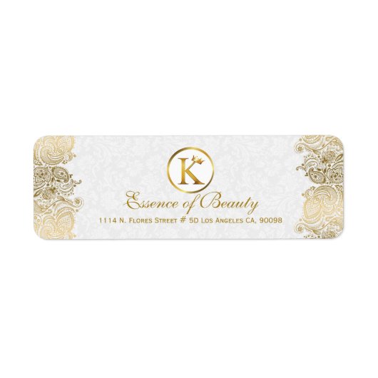 Push White en Gold Paisley Lijst Etiket (Voorkant)