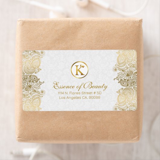 Push White en Gold Paisley Lijst Etiket (Insitu)