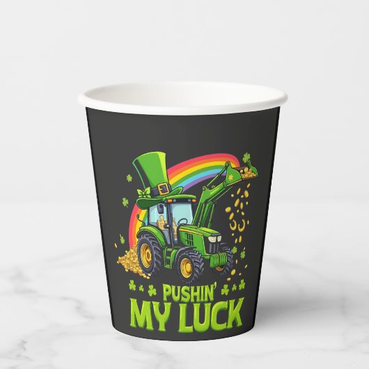 Pushing My Luck Grappige graafmachine St Patrick's Papieren Bekers (Voorkant)