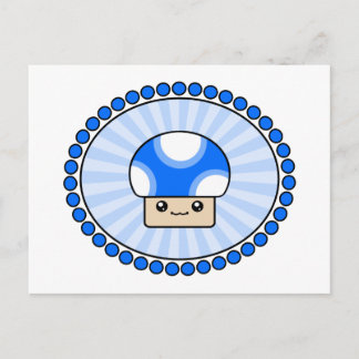 Pushy Puffs Kawaii Mushroom Blue Briefkaart