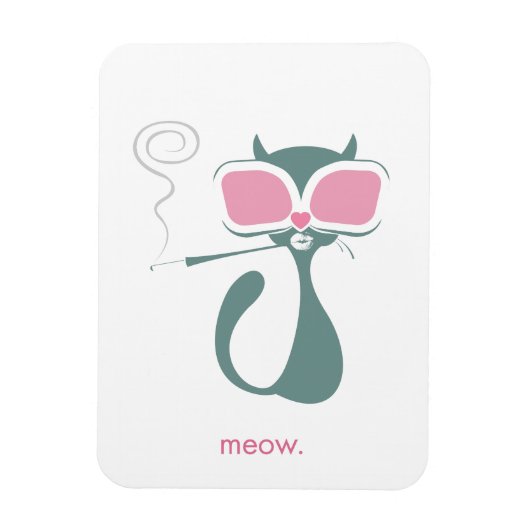 Pussy Golightly Miauw witte magneet (Verticaal)