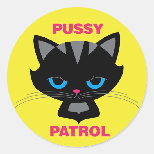 Pussy Patrol Ronde Sticker (Voorkant)