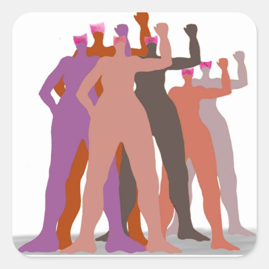 "Pussyhats staan samen" Vierkante Sticker (Voorkant)