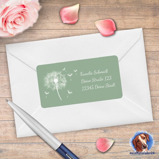 Pusteblume - grün | romantischer etiket