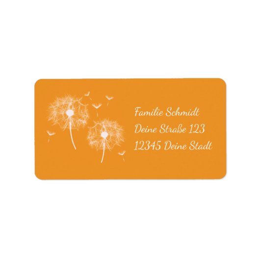 Pusteblume - orange | romantischer etiket (Voorkant)