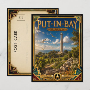 Put-in-Bay Ohio Vintage Art Deco Gouden Tijdperk Briefkaart