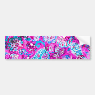 Putblauwe roze blokpatronen bumpersticker