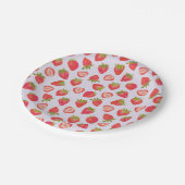 Putroze aardbeienpatroon papieren bordje (Gekanteld)