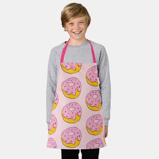 Putroze donuts yummy kinderen schort (Gedragen)