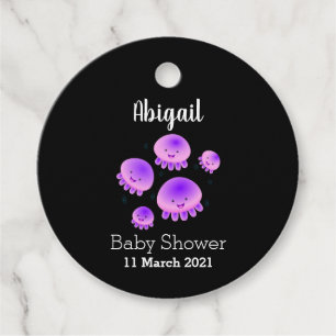 Putroze paarse kwal kawaii cartoon bedankjes labels