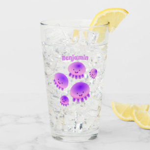 Putroze paarse kwal kawaii cartoon glas