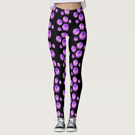 Putroze paarse kwal kawaii cartoon leggings (Voorkant)