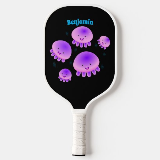 Putroze paarse kwal kawaii cartoon pickleball paddle (Achterkant)