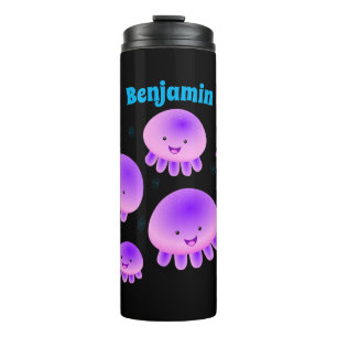 Putroze paarse kwal kawaii cartoon thermosbeker