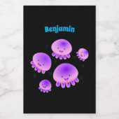 Putroze paarse kwal kawaii cartoon voedselcontainer etiket (Enkel label)