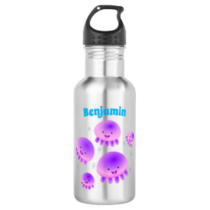 Putroze paarse kwal kawaii cartoon waterfles