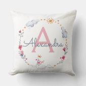 Putroze zwaan en zonnebloem met monogram w kussen (Voorkant)