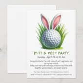 Putt & Peep Party Pâques Golf Invitation (Devant / Derrière)