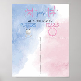 Putters of Pearls Gender Reveal Breng uw stem uit Poster
